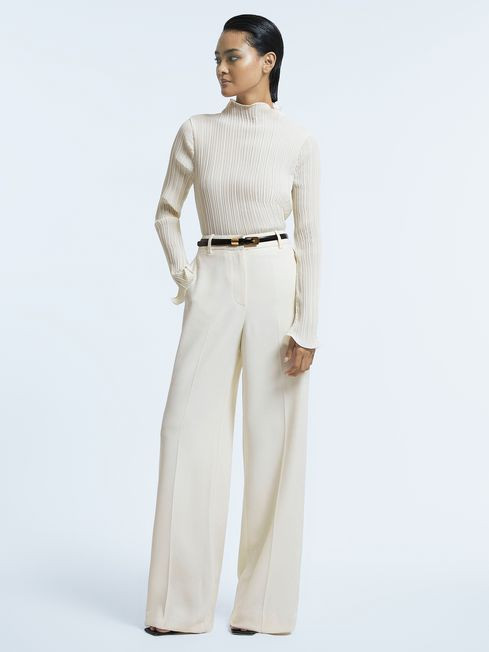Atelier Cream Italian Wide Leg Trousers | Reiss UK