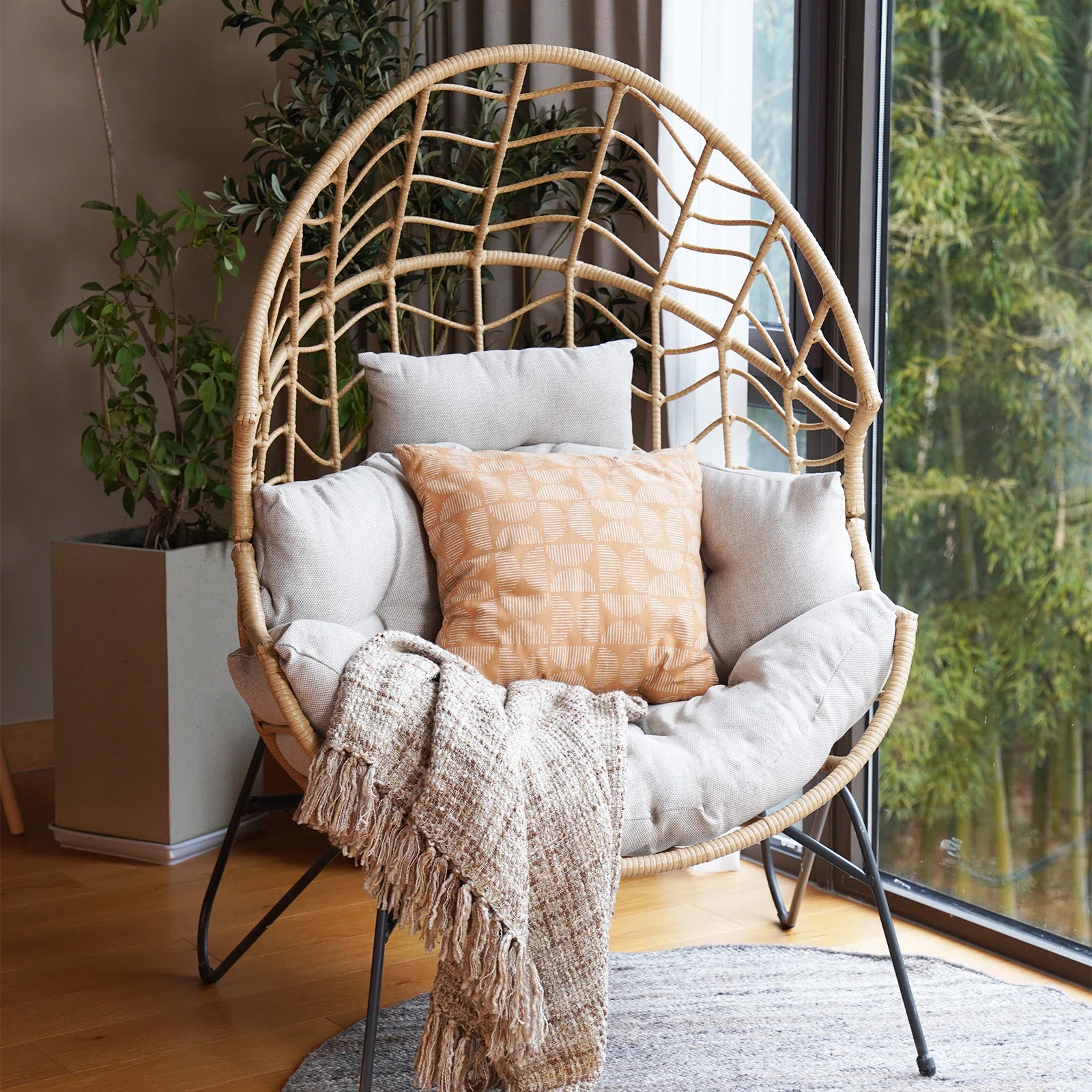Alpharetta Steel Patio Wicker Chair with Cushions | Wayfair North America