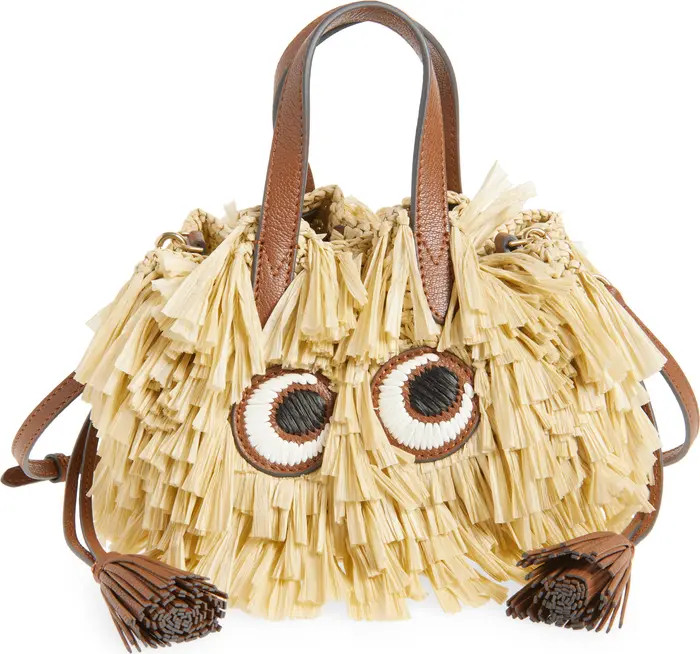 Anya Hindmarch Small Eyes Raffia Drawstring Bucket Bag | Nordstrom | Nordstrom