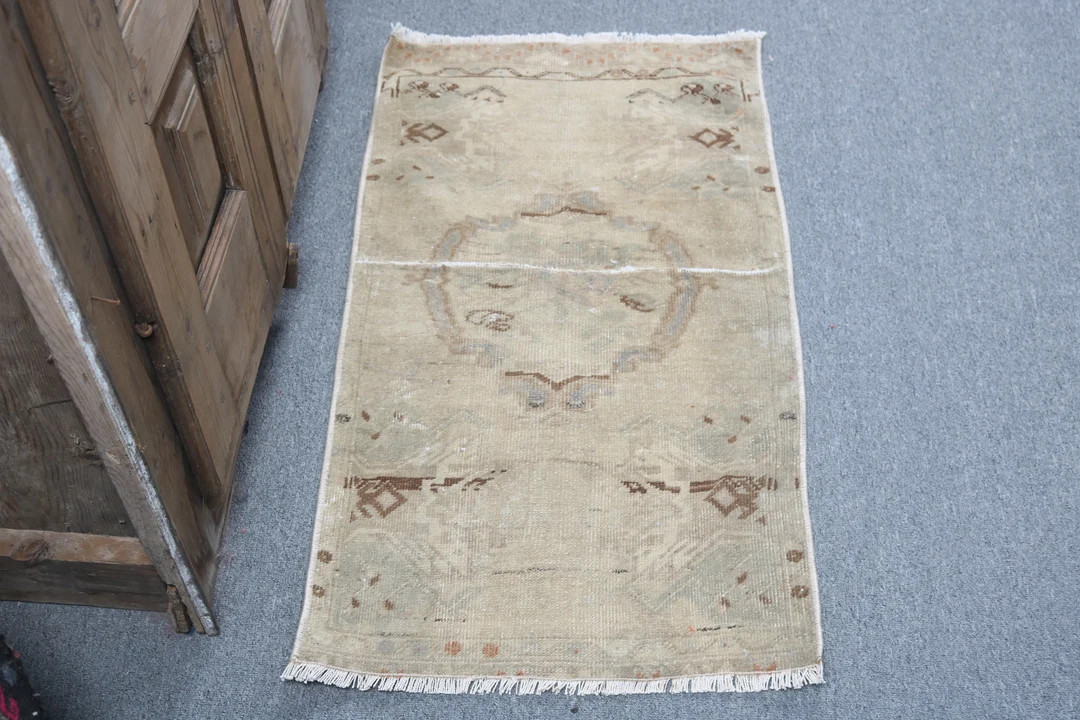 1.6x3 ft Small Rug, Turkish Rug, Vintage Rug, Oushak Rug, Rugs For Entry, Green Kitchen Rug, Smal... | Etsy (US)