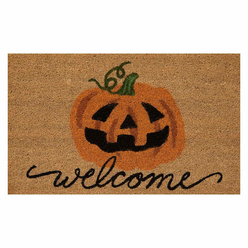 Welcome Jack-o'-Lantern Halloween Coir Mat, 18x30 | At Home