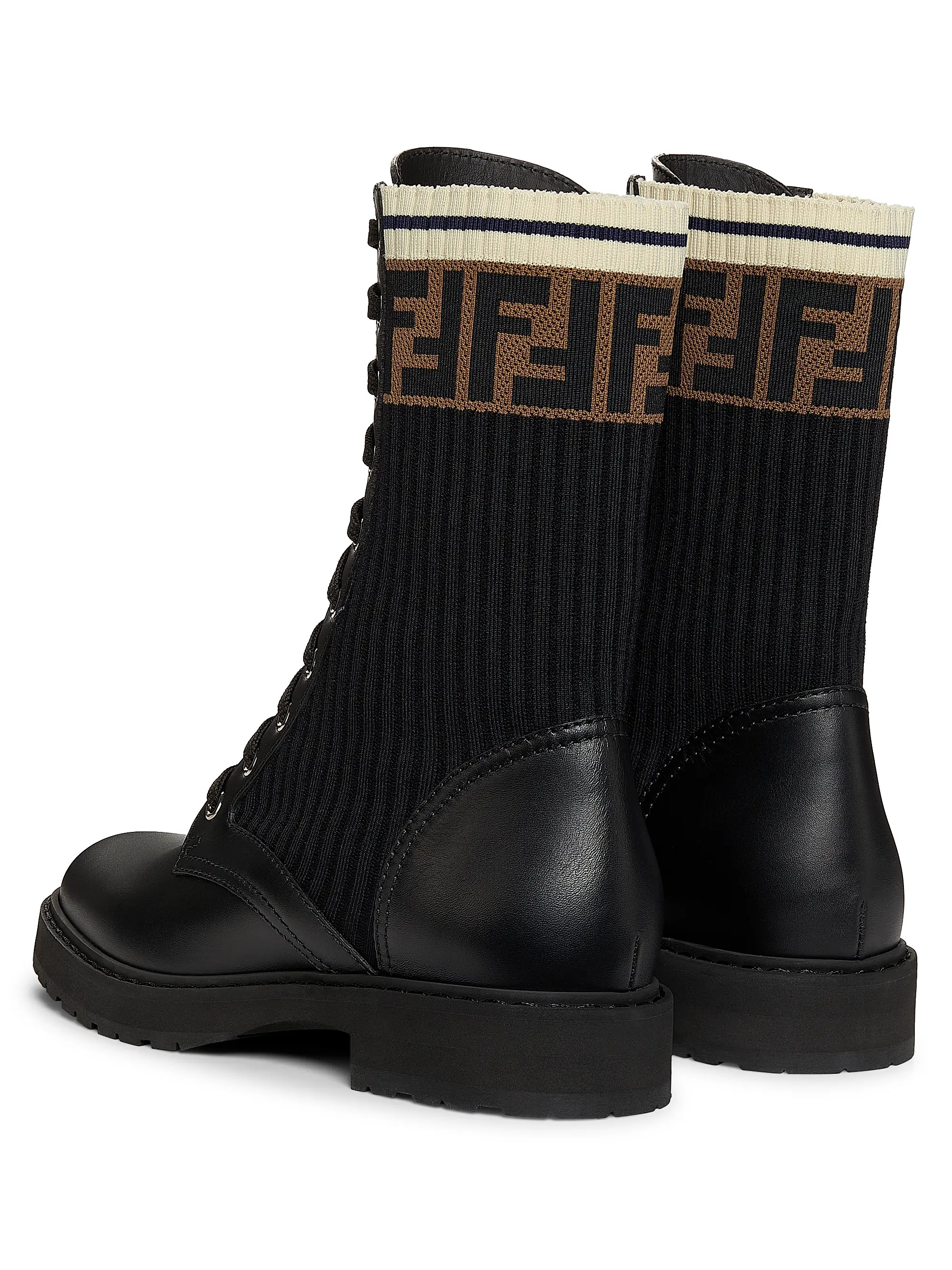 Rockoko Leather & Knit Combat Boots | Saks Fifth Avenue