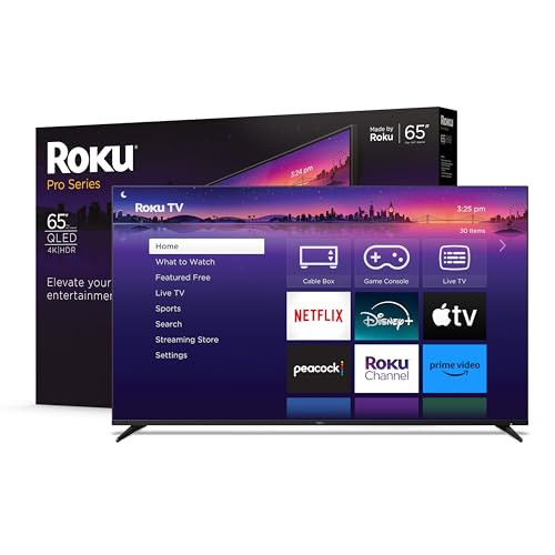 Roku Smart TV – 65-Inch Pro Series 4K QLED RokuTV with Backlit Roku Voice Remote Pro, Dolby Vision IQ, 120Hz Refresh Rate – Live Local News, Sports, Gaming | Amazon (US)