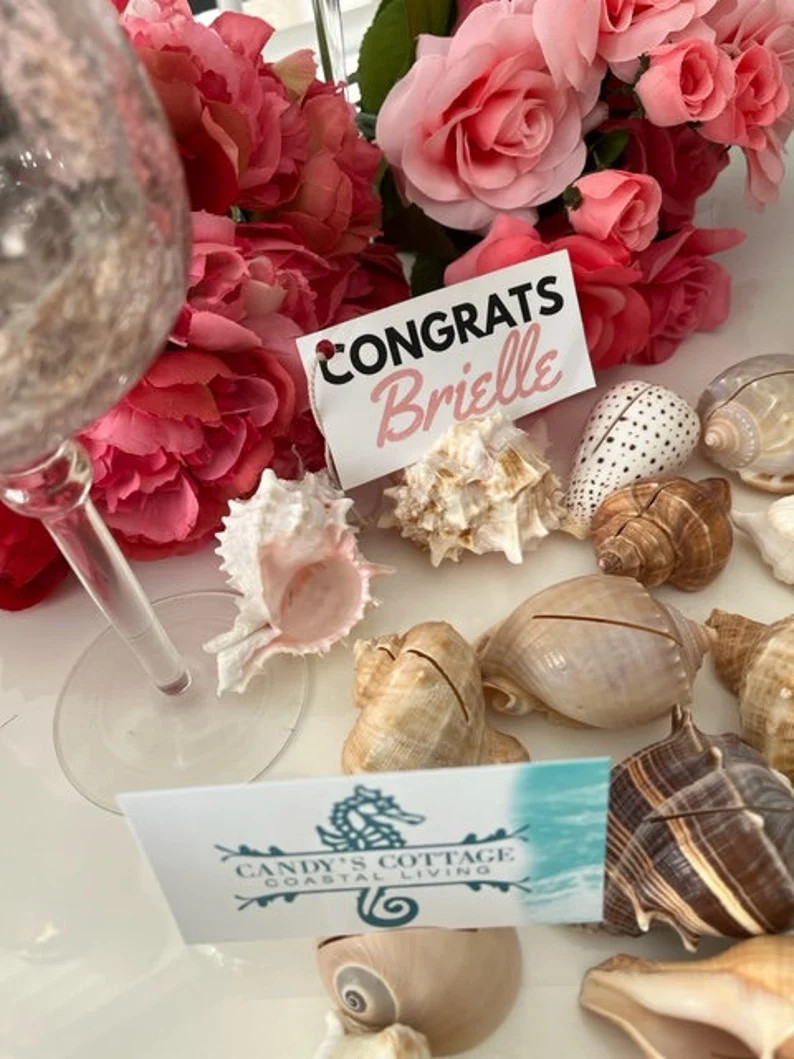 Seashell Place Card Holders 10/20/50/100 Beach Weddings Bridal Showers Parties Baby Showers Engag... | Etsy (US)