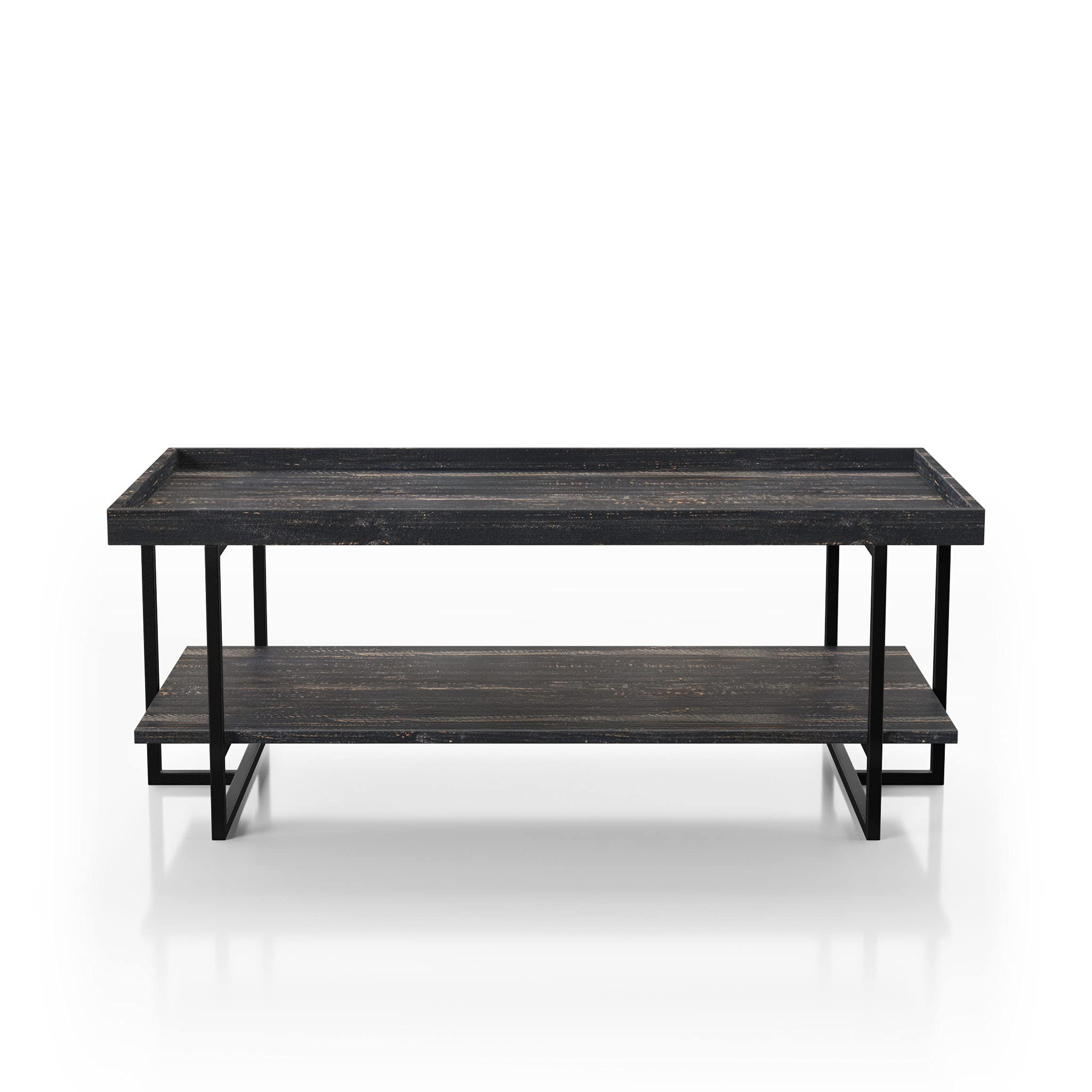 HOMES: Inside + Out Sedalia Industrial 1 Shelf Metal 47 in. Storage Table, Coffee Table with Tray Top for Living Room, Bedroom, Black | Amazon (US)