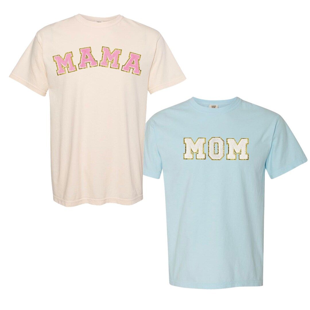 Mama/Mom Letter Patch Comfort Colors T-Shirt | Etsy (US)