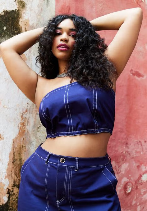 Contrast Stitching Tube Top | Eloquii