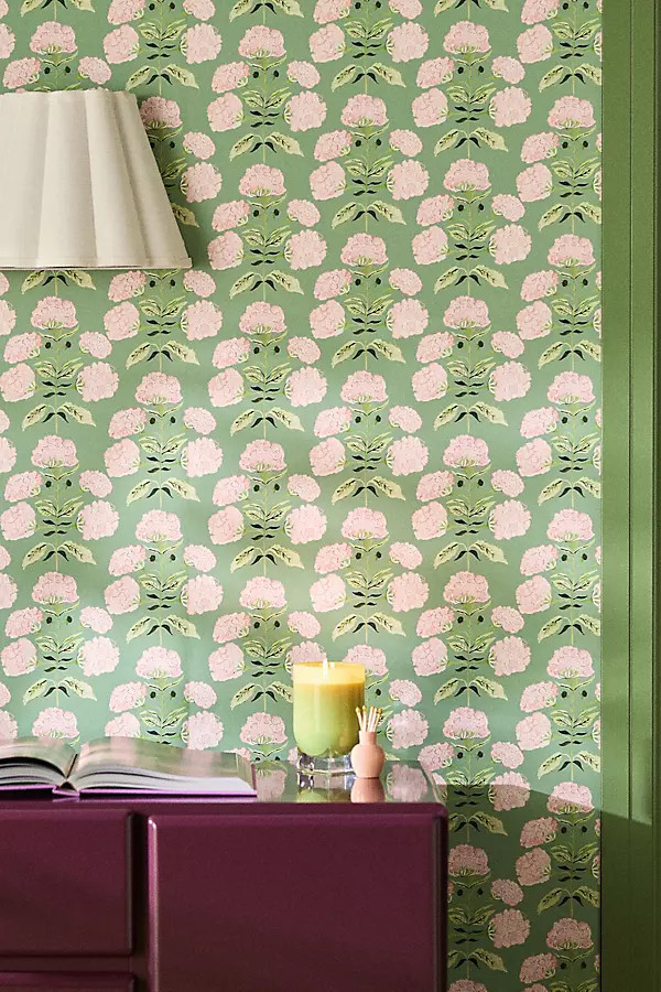 Hydrangea Bloom Floral Peel-and-Stick Wallpaper | Anthropologie (US)