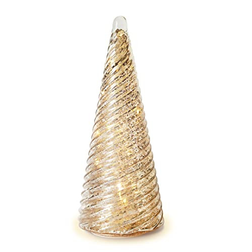 Glasburg Lighted Mercury Glass Christmas Tree Figurine with Timer Battery Operated for Tabletop M... | Amazon (US)