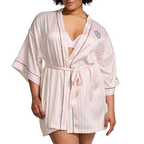 Victoria's Secret Short Satin Piped Robe, Iconic Stripe, M/L | Amazon (US)