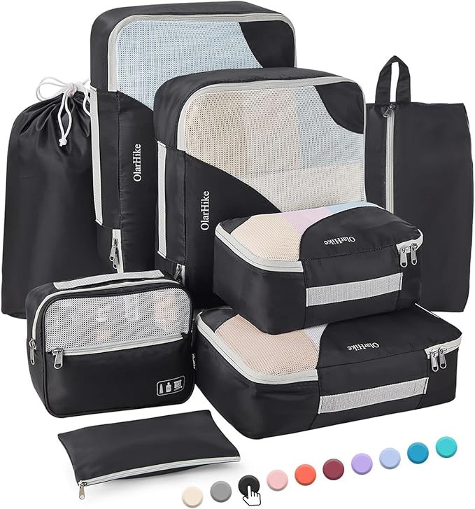 OlarHike 8 Set Packing Cubes for Travel, 4 Various Sizes(Extra Large,Large,Medium,Small), Luggage... | Amazon (US)