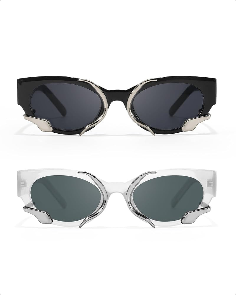 Cat Eye Sunglasses for Women, 90s Vintage Designer Ladies Shades Trendy Fashion Sun Glasses | Amazon (US)