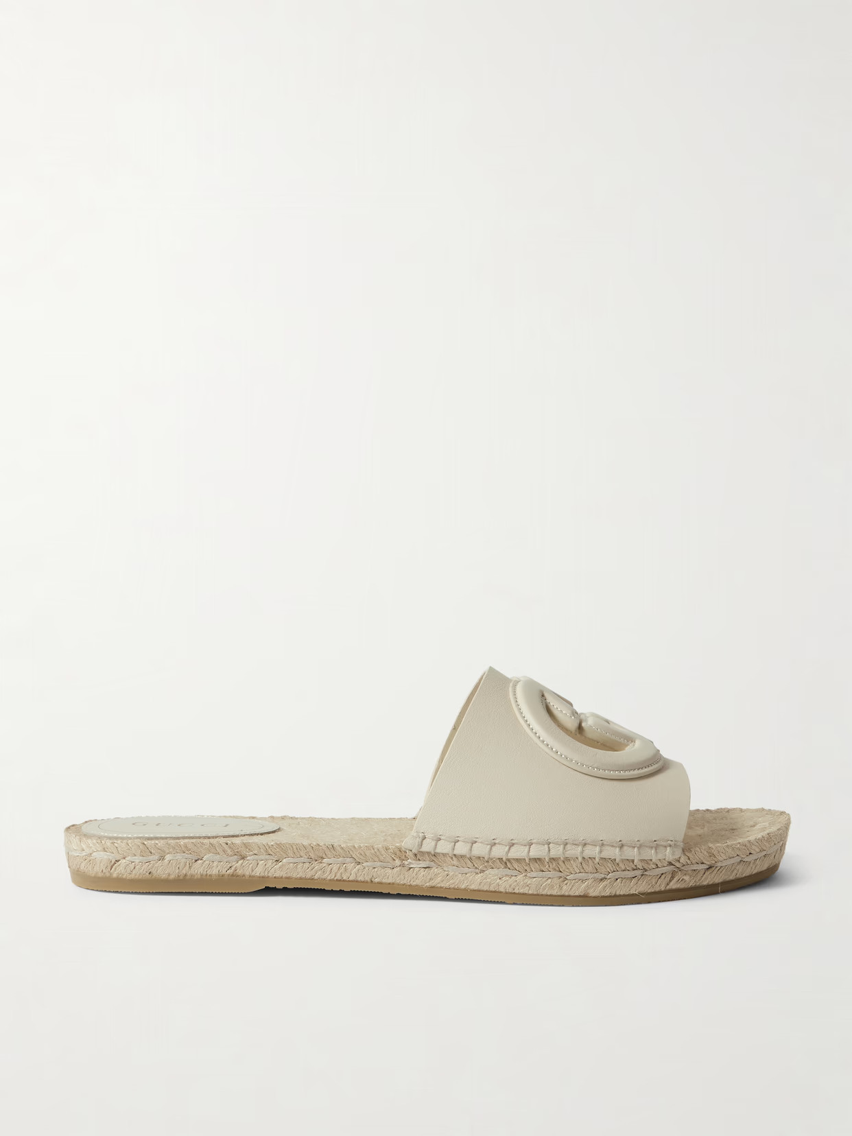 Gucci - Cutout Leather Espadrille Slides - Ivory | NET-A-PORTER (US)