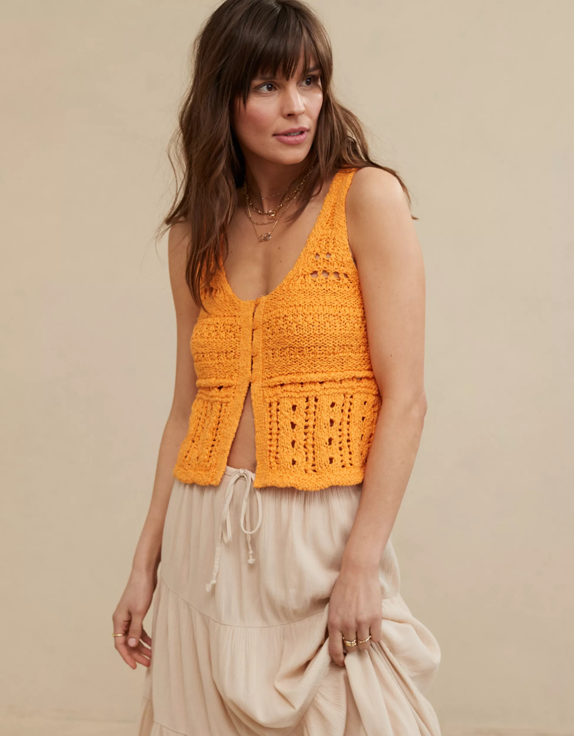 Aerie Crochet Sweater Vest Top | Aerie