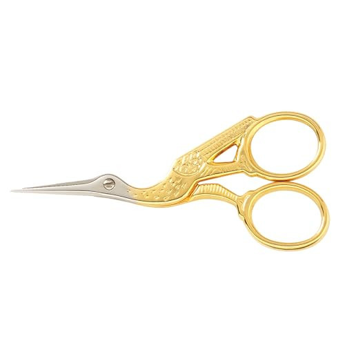 Gingher 3.5" Stork Embroidery Scissors and Leather Sheath, Craft Scissors for Fabric, Thread, and Needlework Yarn Cutting, Gold | Amazon (US)