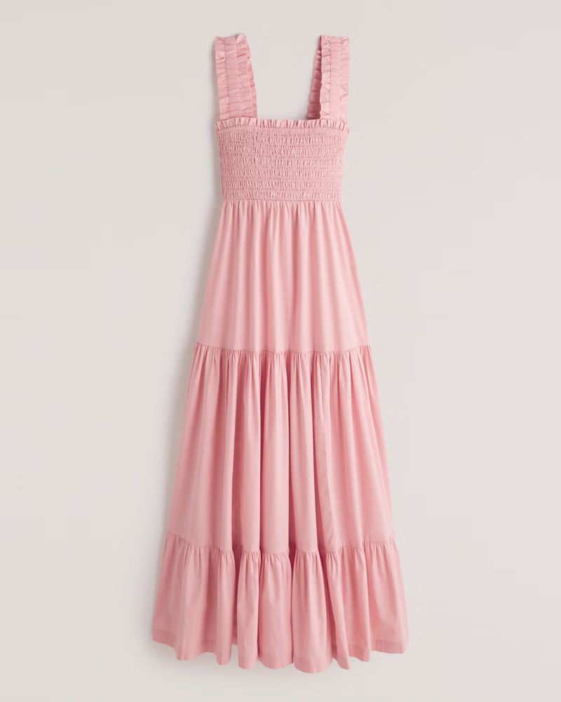 Smocked Poplin Maxi Dress | Abercrombie & Fitch (US)