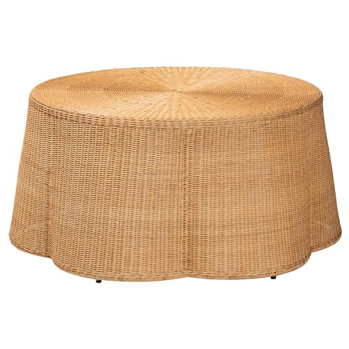 bali & pari Palm Scallop Natural Rattan Coffee Table, Honey | Amazon (US)