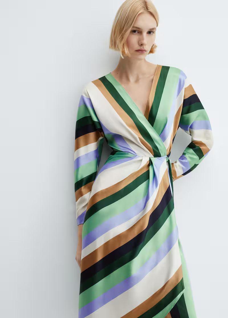 Striped satin dress | Mango Australia