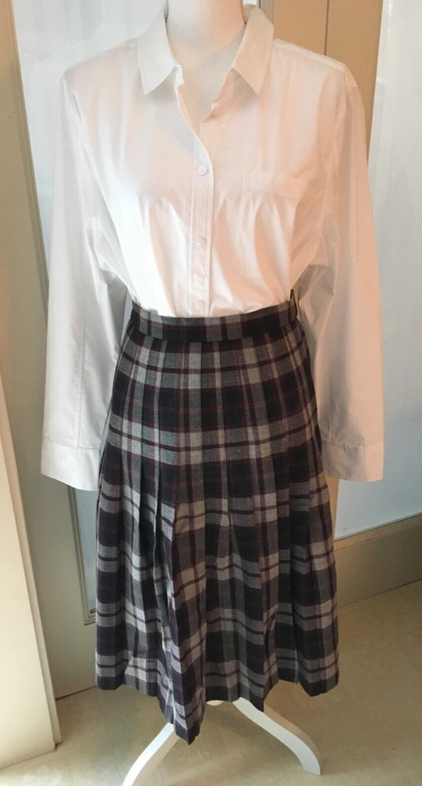 Vintage Moffat Woolens gray, black, and maroon pure new wool women's plaid kilt  | eBay | eBay US