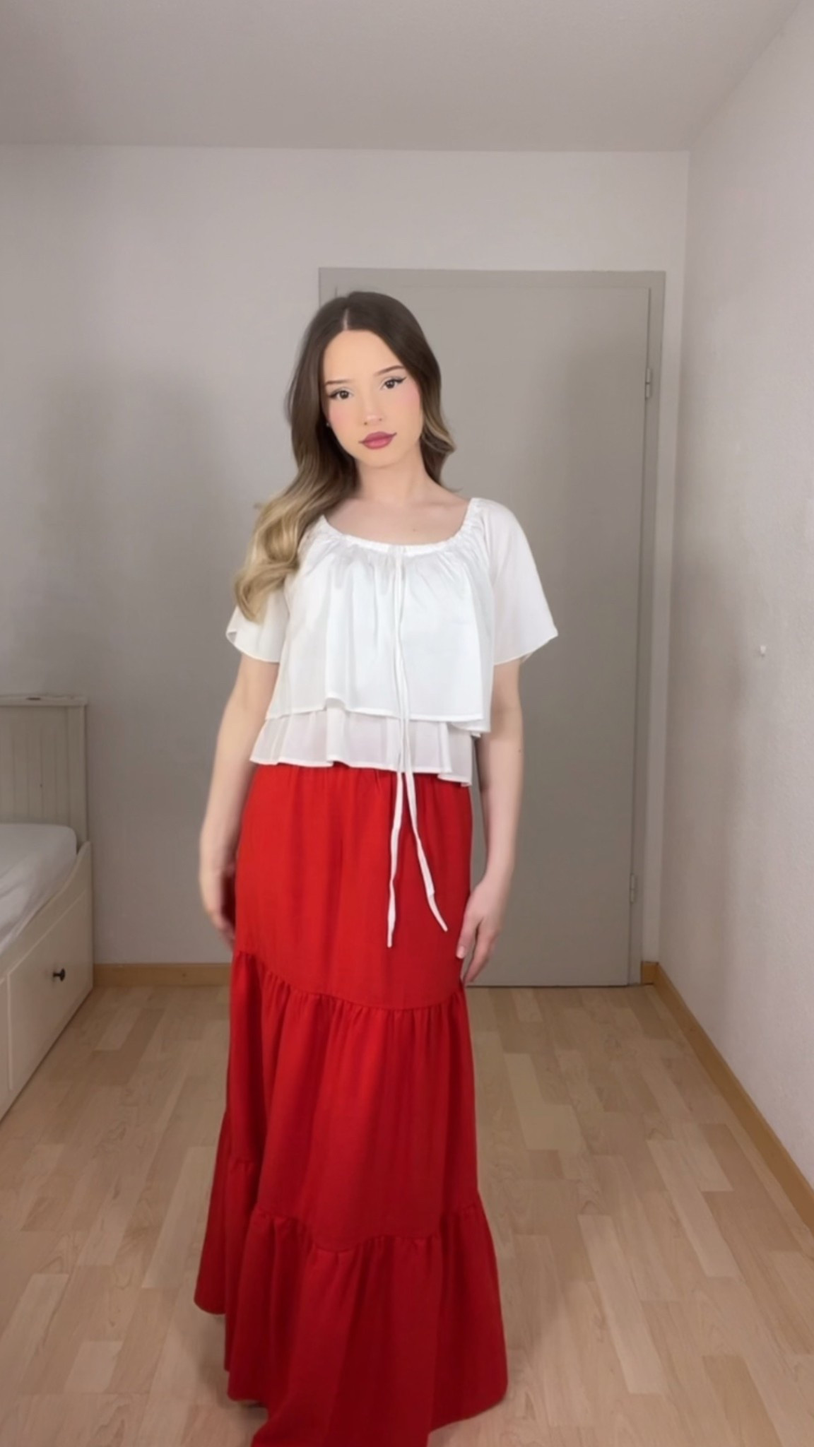 Romantic and timeless spring vibes in this effortless outfit combo! I’m wearing a flowy tiered maxi skirt in vibrant red paired with a feminine white ruffle top – perfect for a casual day out, a vacation outfit, or a spring/summer look. This easy, breathable style gives off major boho-chic and cottagecore energy while still being super wearable. Ideal for brunch, picnics, or strolling through the city!

#LTKspring #LTKstyletip #LTKoutfit #LTKfashion #springstyle #maxiskirt #bohostyle #cottagecoreaesthetic #romanticstyle #vacationoutfit #ootdinspo #fashionbloggerstyle #whitetop #redsplash #casualchic #outfitinspo #easyfashion #femininestyle #styleedit #springaesthetic #modernboho #LTKunder100