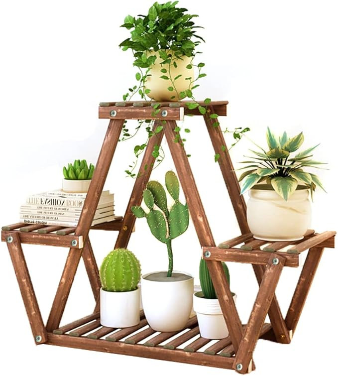 Plant Stand Indoor and Outdoor,Wooden Plant Stand Multi Plant Stand is Used for Terrace Living Ro... | Amazon (US)