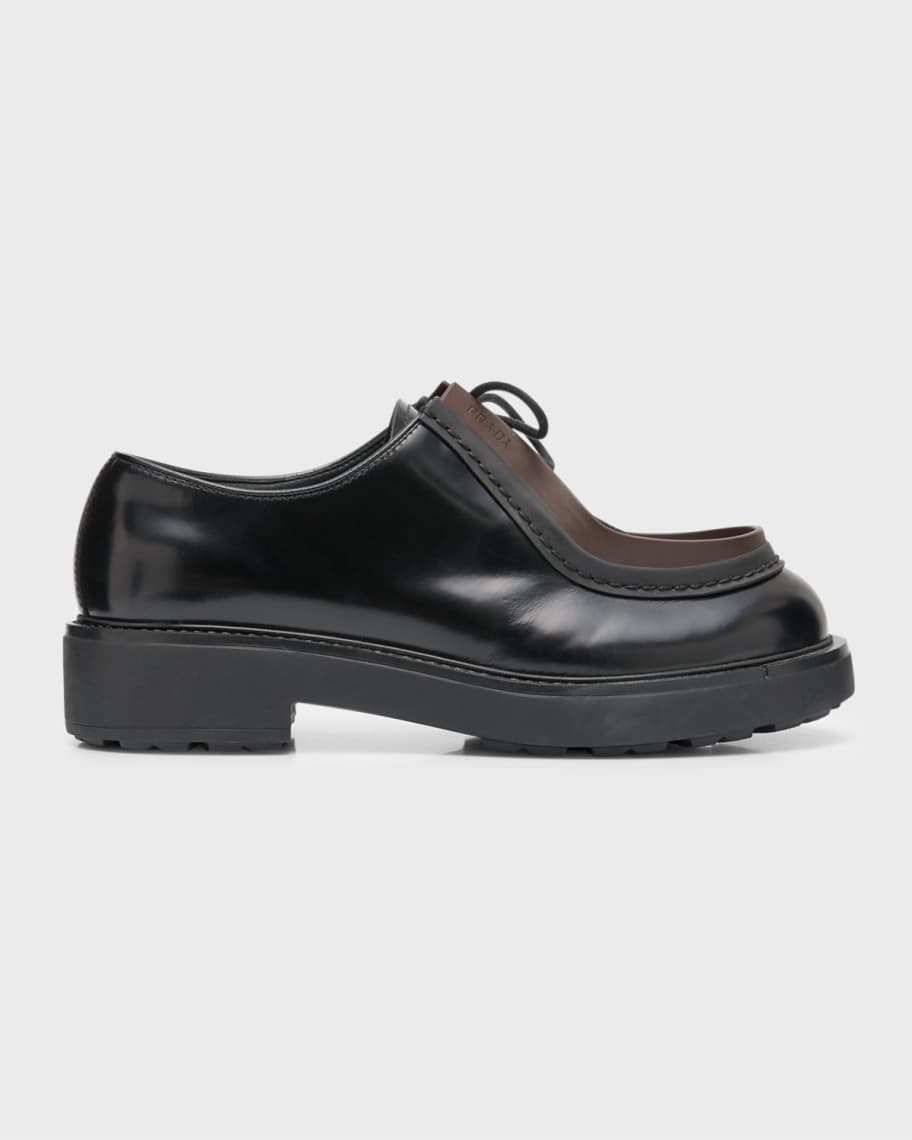 Prada Men's Compander Lace-up with Rubber Burlotto Detail | Neiman Marcus