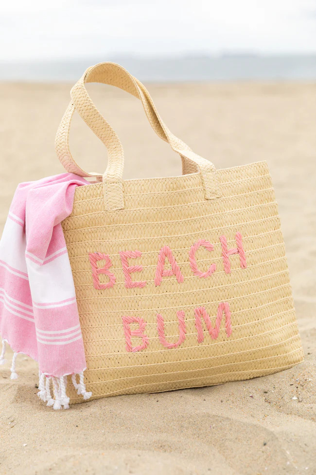 Beach Bum Raffia Beach Bag SALE | Pink Lily