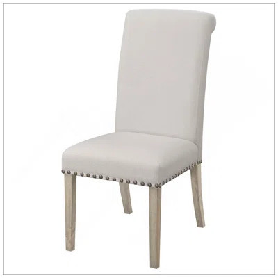 Beige And Pine Upholstered Parsons Dining Chair Set, Combining Rustic Charm With Modern Comfort For Elegant Dining | Wayfair North America