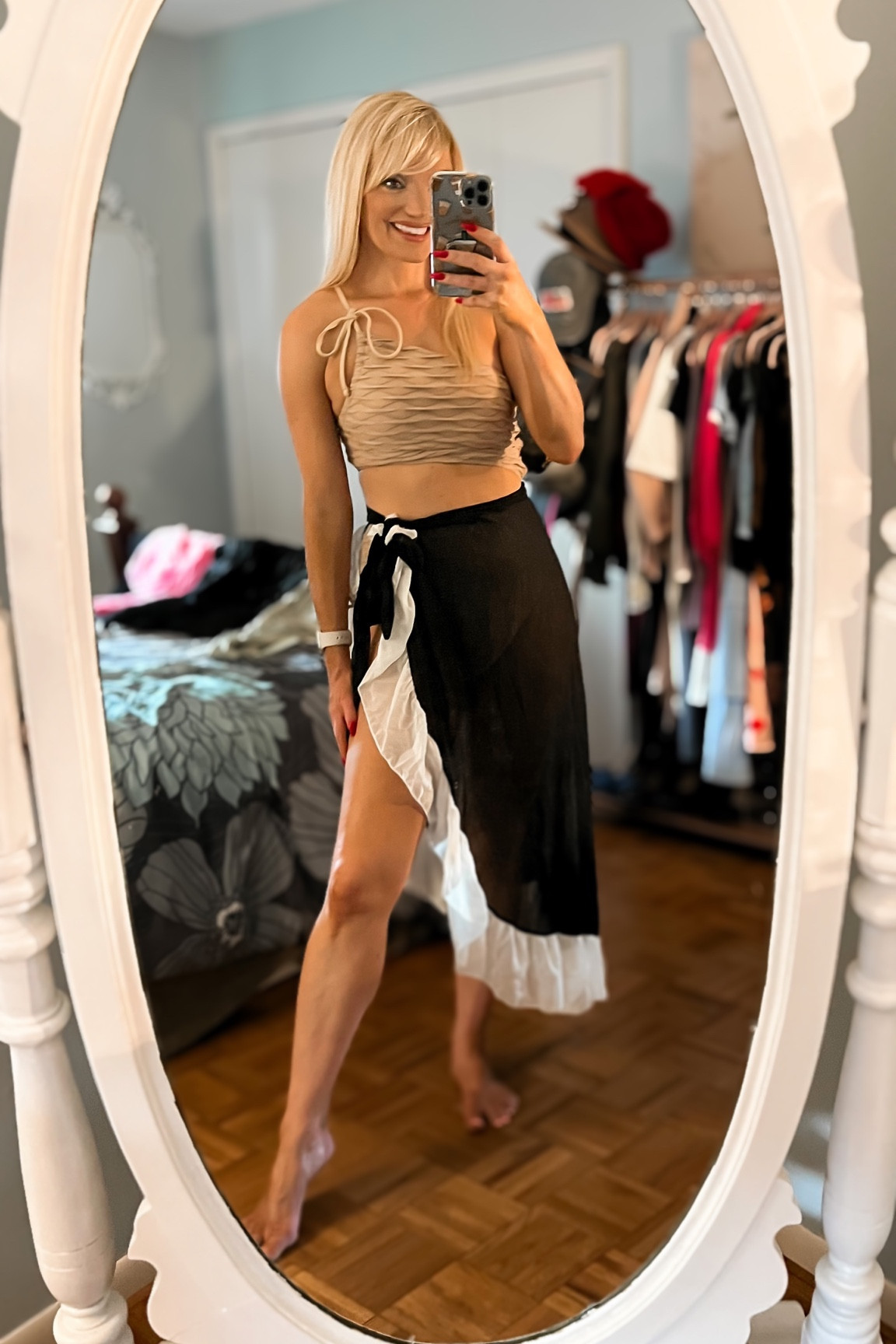 Khaki monokini with white and black ruffle sarong cover up - swim cover up - swimsuit - swimwear - bathing suit - Amazon Fashion - Amazon swim - Amazon finds 

#LTKswim #LTKunder50 #LTKSeasonal