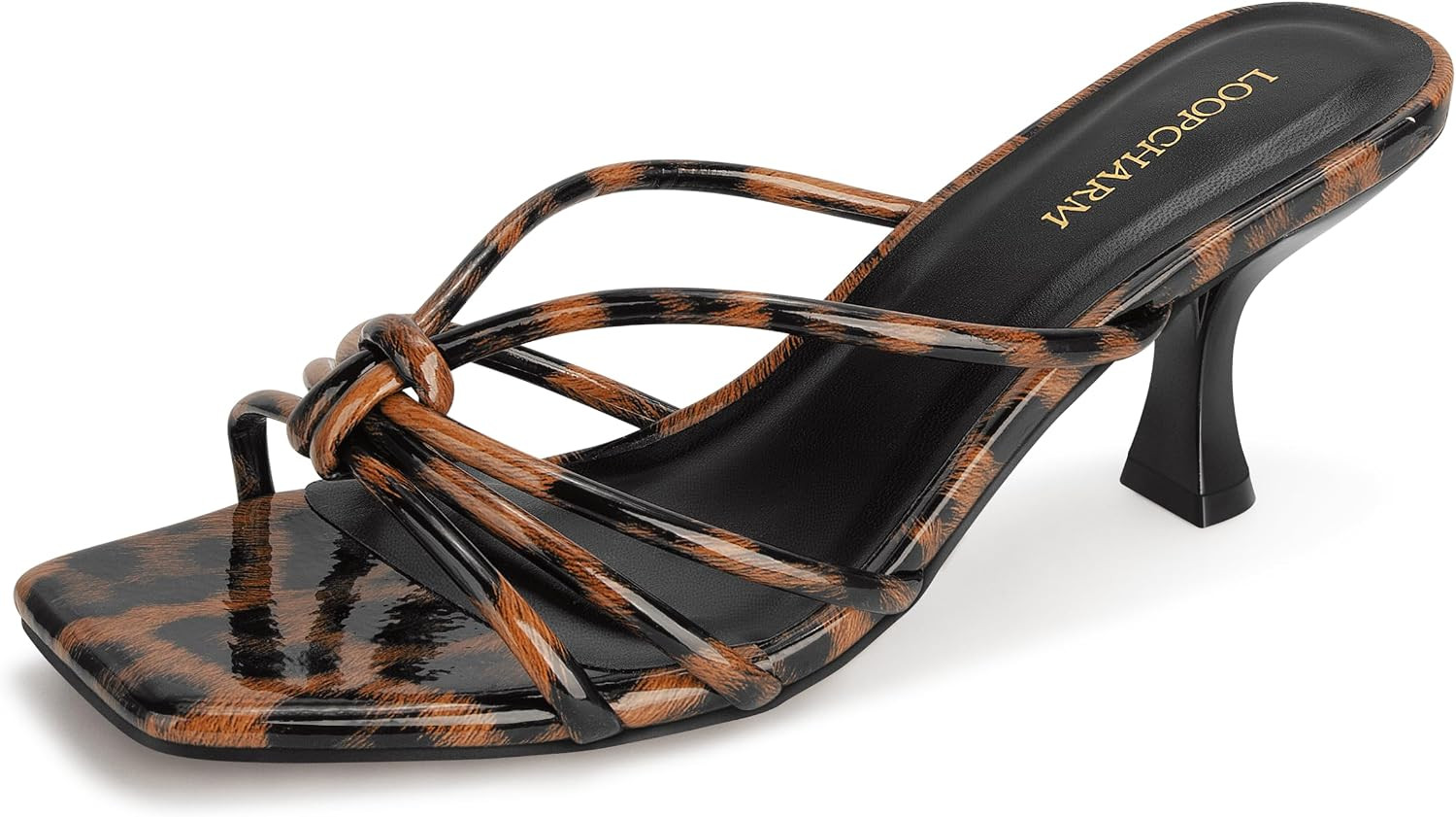 Women's Strappy Kitten Heel Knotted Square Open Toe Mule Sandals | Amazon (US)