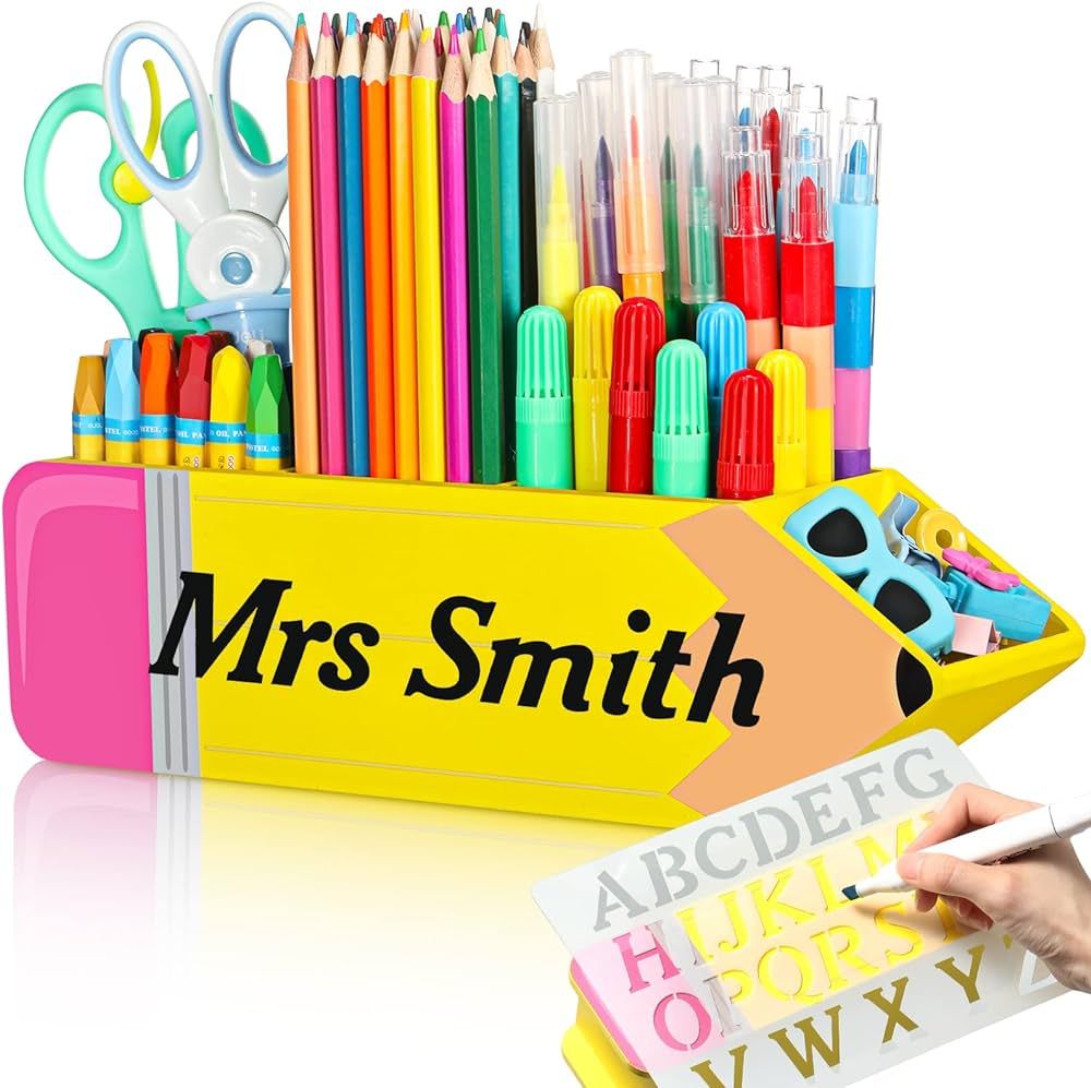 Containlol Teacher Appreciation Gifts Teacher Name DIY Pencil Holder Pencil Shape Pencil Organize... | Amazon (US)