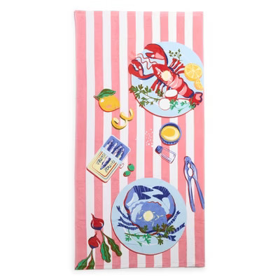 Vera Bradley Women's Outlet Cotton Looped Terry Outlet Essential Beach Towel Lobster Clause White | Target