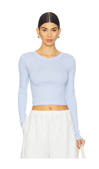 Supima Baby Long Sleeve Cropped Top in Light Blue | Revolve Clothing (Global)