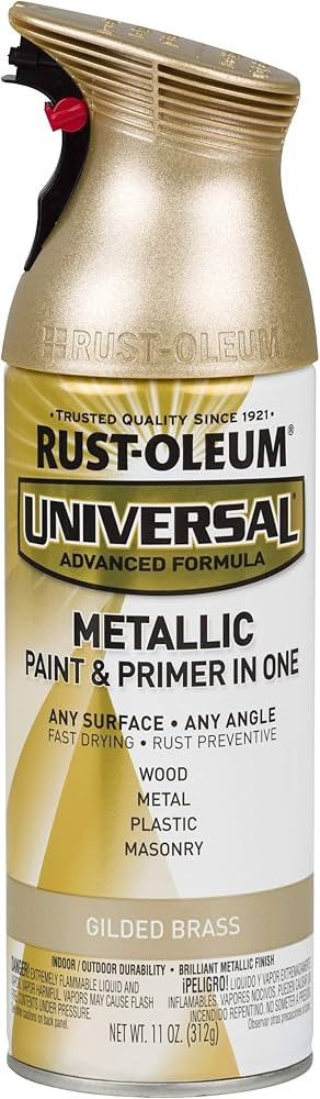 Rust-Oleum 330504 Universal All Surface Metallic Spray Paint, 11 oz, Guilded Brass | Amazon (US)