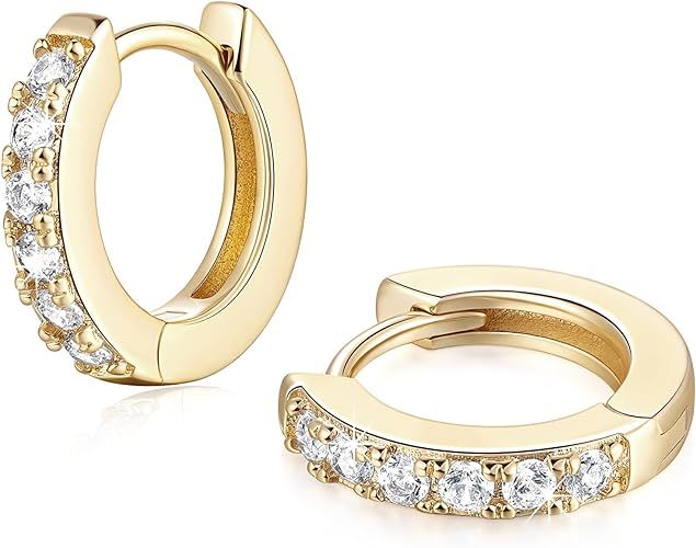 NEARLAND 14K Gold Huggie Hoop Earrings for Women 14K Gold Earrings Small Gold Hoop Earrings Gold ... | Amazon (US)