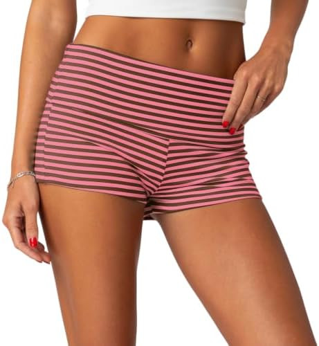 ONLYSTORY Womens Fold Over Shorts Y2K Micro Mini Lounge Pjs Shorts | Amazon (US)