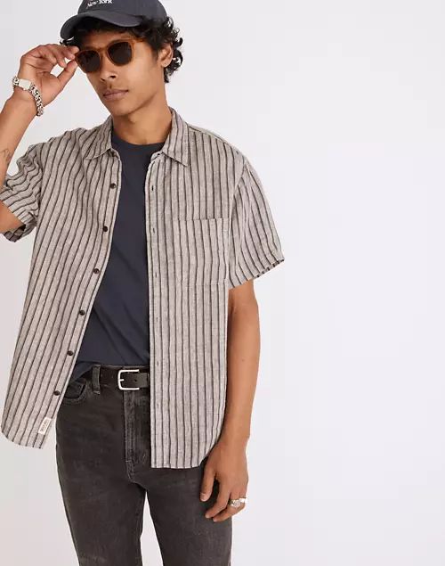 Linen Perfect Short-Sleeve Shirt in Stripe | Madewell