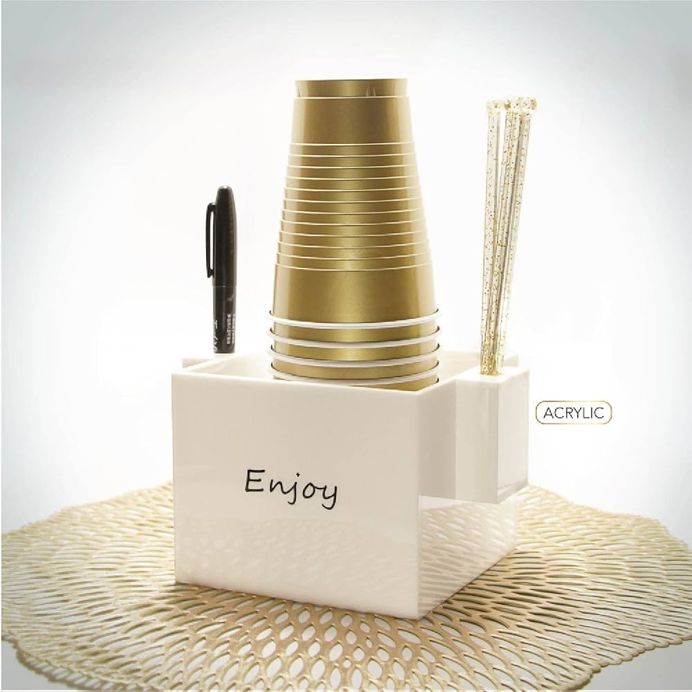 Solo Cup Holder with Marker Slot | Acrylic Solo Cup Holder Mark Your Cup and Drink up Cup Holder ... | Amazon (US)