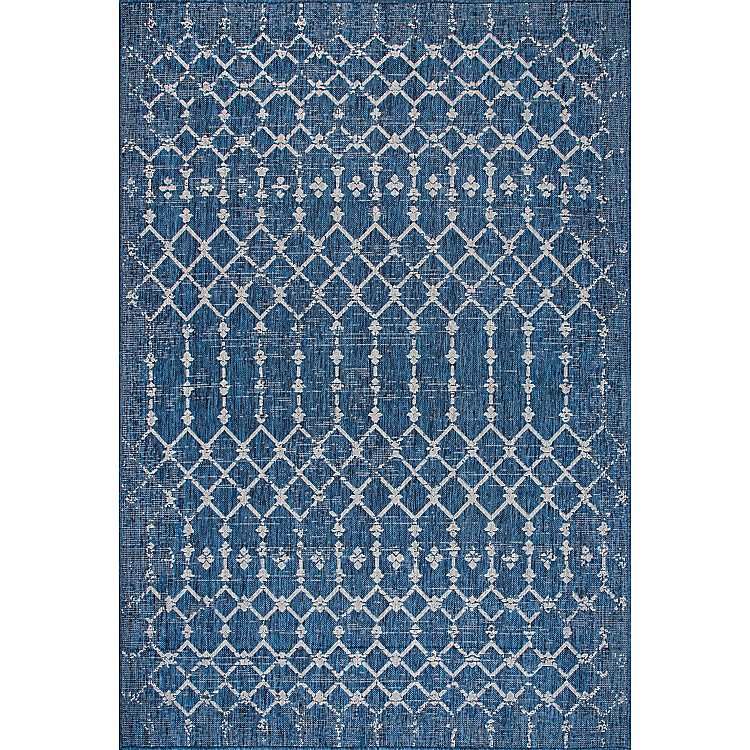Davon Blue Moroccan Trellis Outdoor Rug, 5x8 | Kirkland's Home
