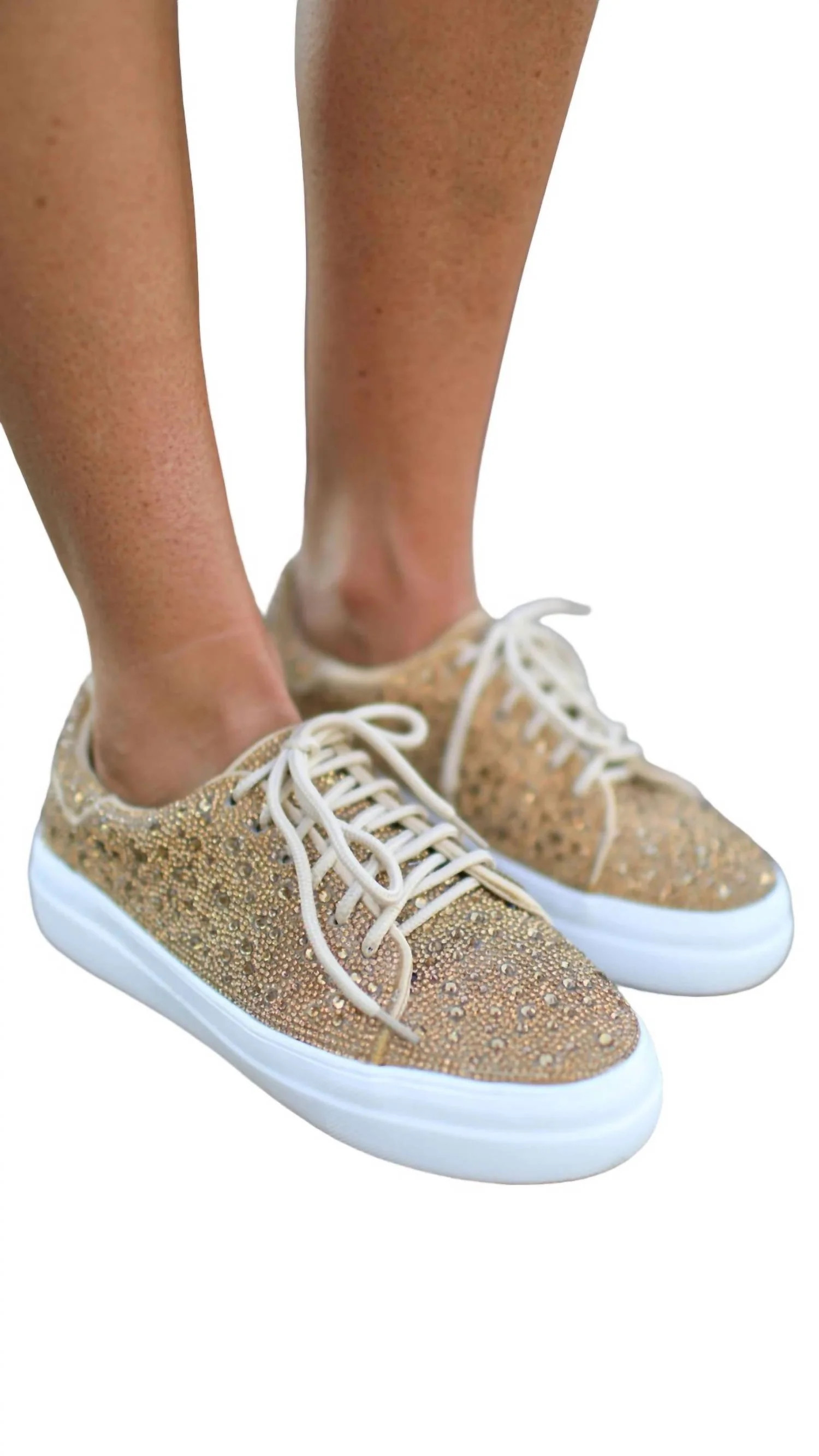 Bedazzle Sneaker In Gold | Shop Simon
