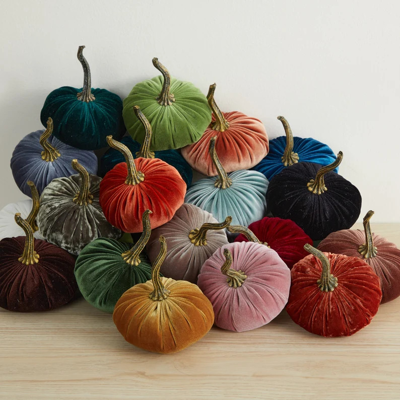 SMALL Velvet Pumpkin, fall decor, table centerpiece, cozy home gifts, farmhouse decor, wedding ce... | Etsy (Global)