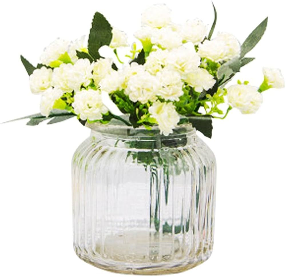 Ornerx Ribbed Glass Vase for Home Decor Clear 4.3" H | Amazon (US)