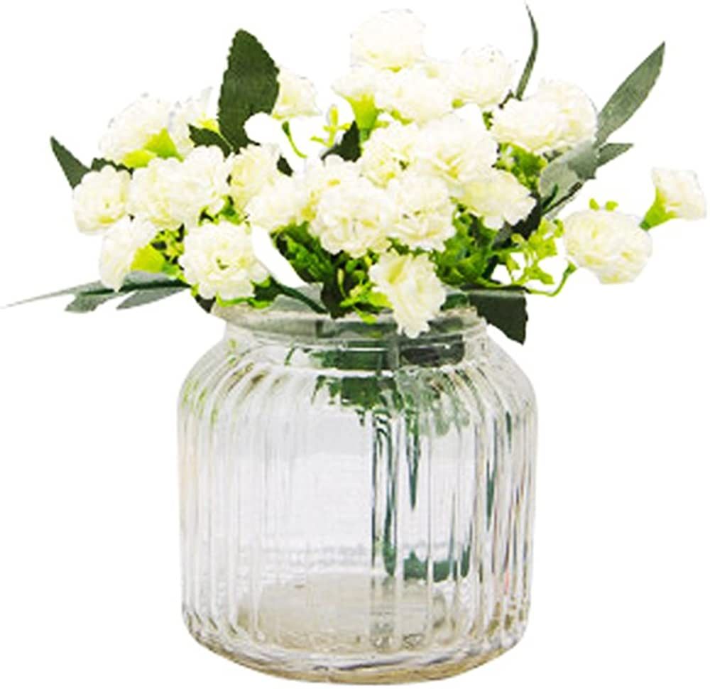 Ornerx Ribbed Glass Vase for Home Decor Clear 4.3" H | Amazon (US)