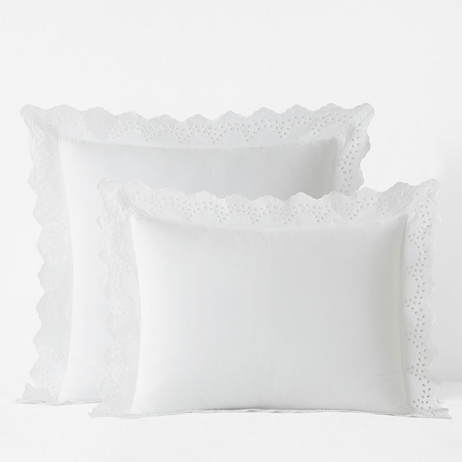 Eyelet Classic Cool Cotton Percale Solid Sham - White, Standard | The Company Store