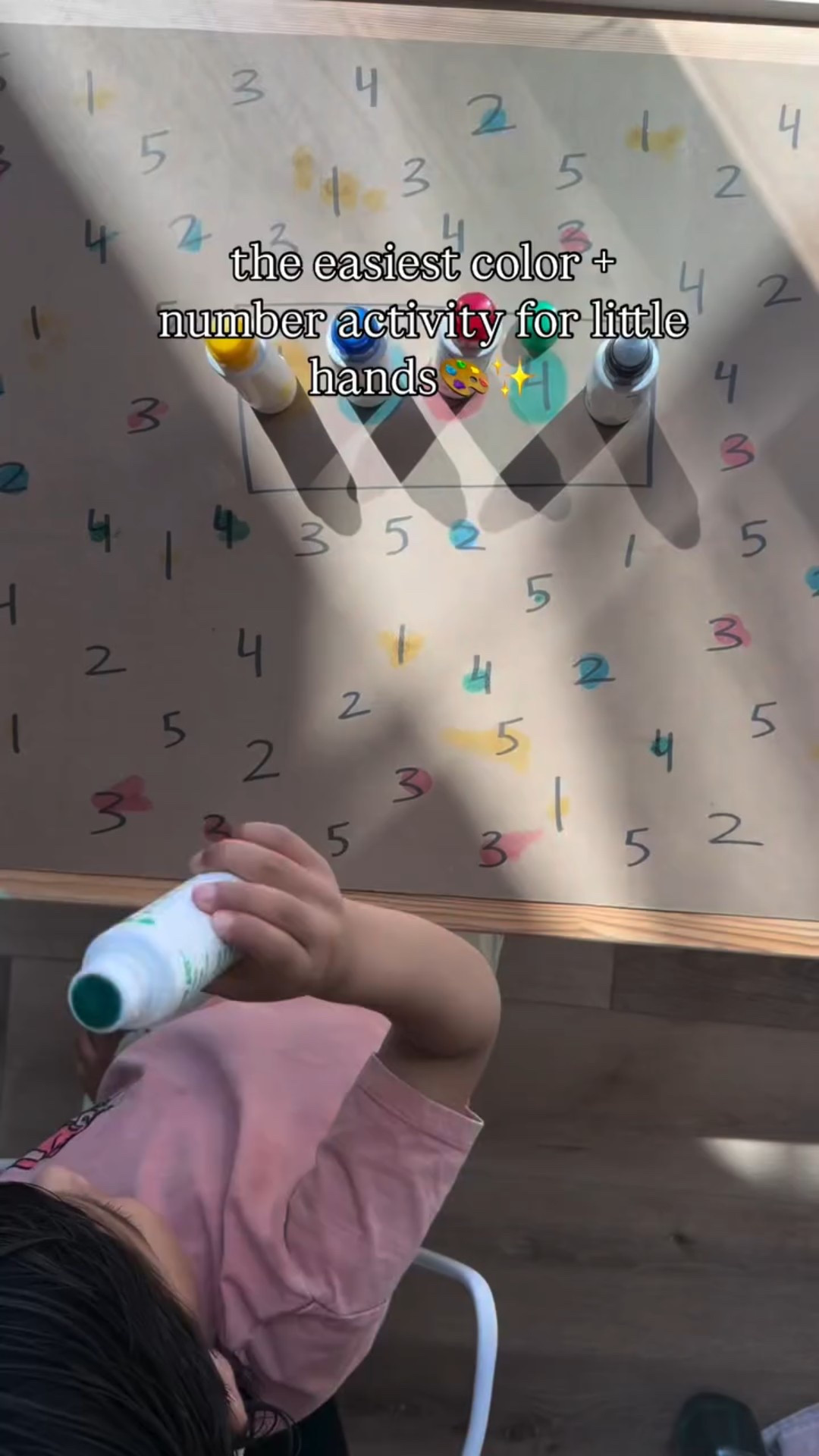 If you need a low-effort toddler activity that actually works… this is it 🙌

All you need:
🎨 Dot markers
📄 Butcher paper
🔢 A marker to write numbers

Match each number to a color and let them dot away!

It’s perfect for:
✔️ Number recognition
✔️ Color matching
✔️ Fine motor skills
✔️ Independent play (!!!)

Save this for later and thank yourself during your next “I need 5 minutes” moment 💛

Save this for later + send to a toddler mom who needs easy wins 💌

#toddler #momlifehacks #toddleractivites #learningthroughplay #sensorytable #kids #kidsplaytime

#LTKstorytime #LTKmomlife #LTKKids