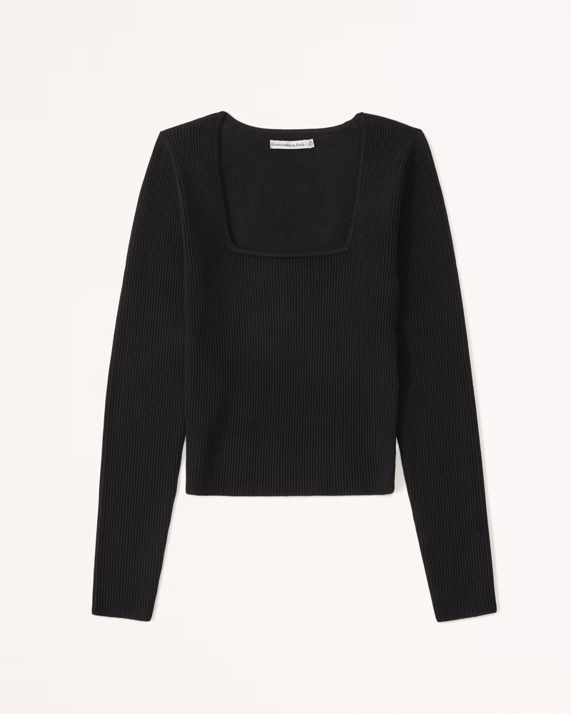 Long-Sleeve Ottoman Squareneck Top | Abercrombie & Fitch (US)