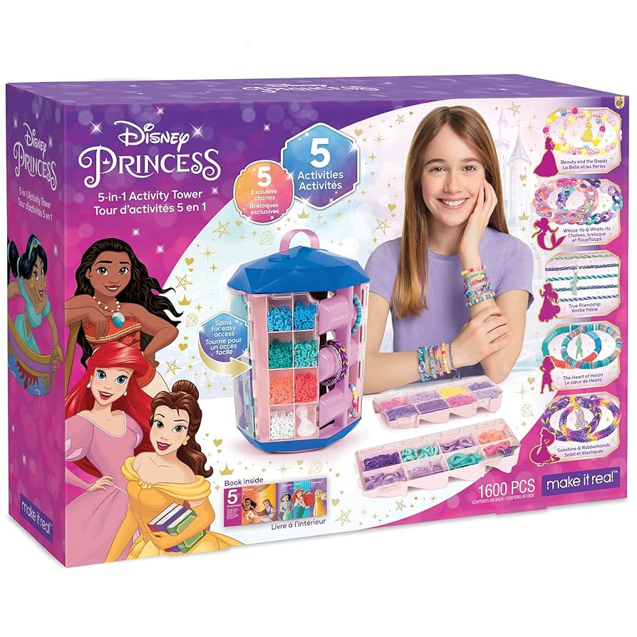 Disney Princess: 5-In-1 Activity Tower - 1600 Pieces Spinning Vertical Platform, Make It Real, 5 ... | Amazon (US)