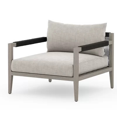 Sherwood Teak Patio Chair with Cushions in Stone Gray | Wayfair North America