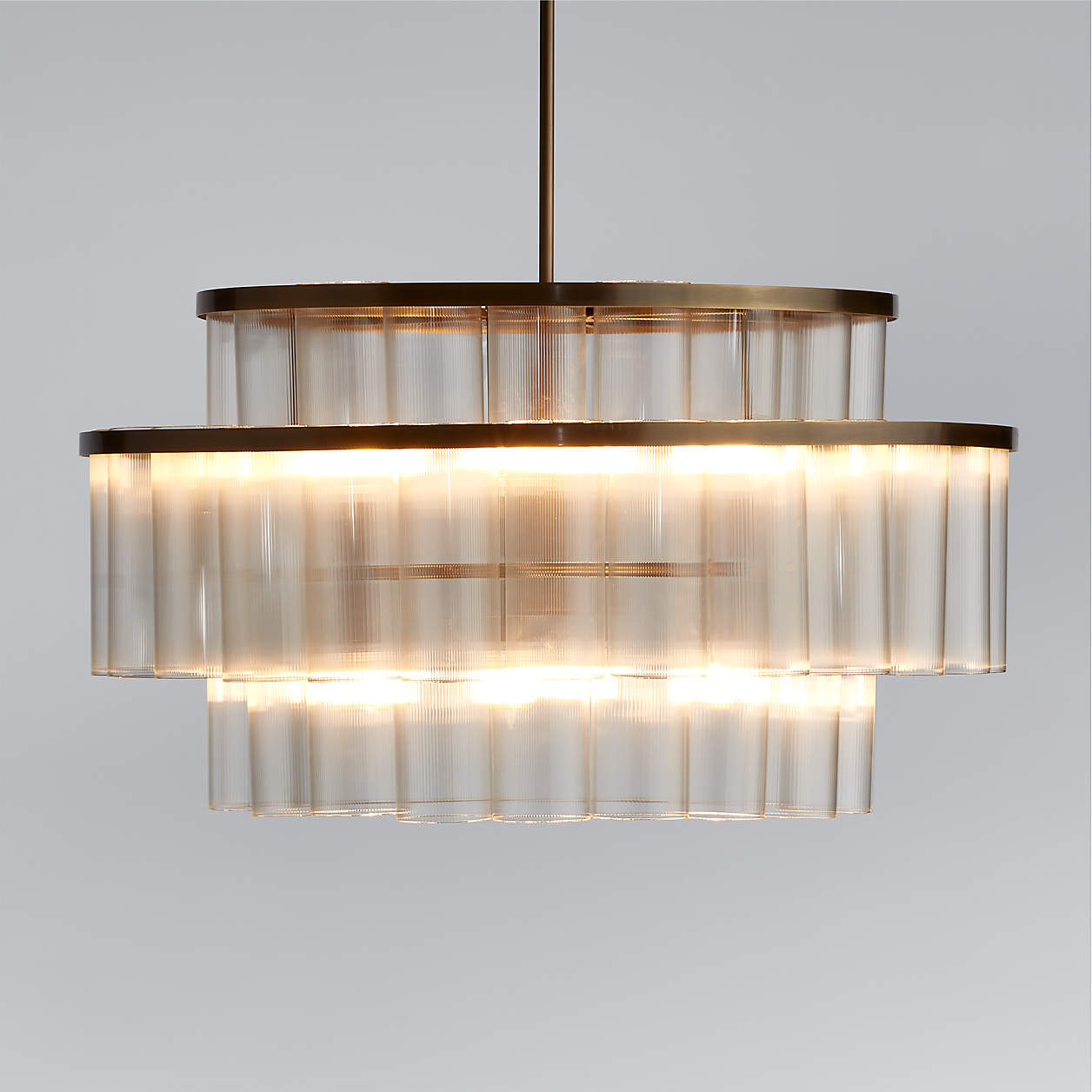Aurora Brass & Glass Chandelier Light 31.5" + Reviews | Crate & Barrel | Crate & Barrel