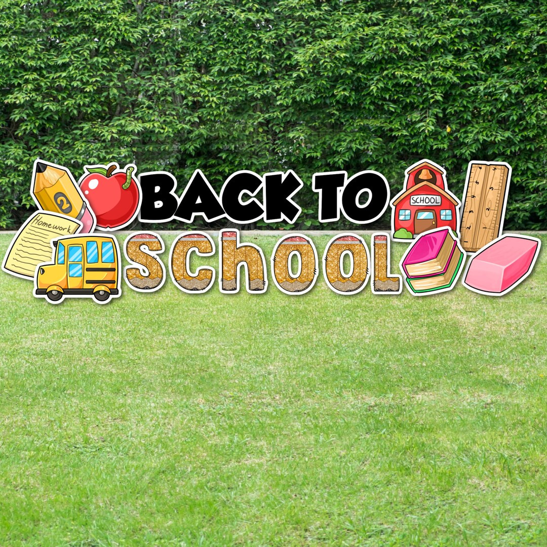 Back To School Yard Letters and School Themed Yard Sign Set, Back To School Yard Sign | Etsy (US)